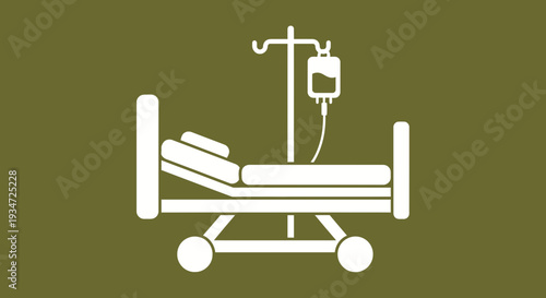 Hospital Bed Depiction: Symbolic Representation of Healthcare and Medical Treatment Illustration
