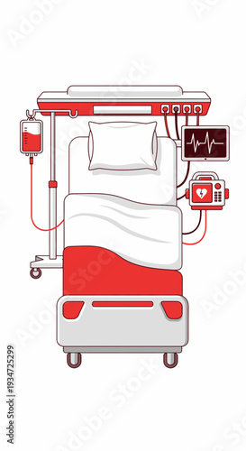 Hospital Bed Icon Depicting Medical Procedures, Recovery, and Essential Healthcare Equipment
