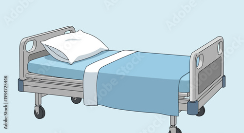 Hospital Bed Illustration Depicting Healthcare, Medical Care, and Clinical Treatment