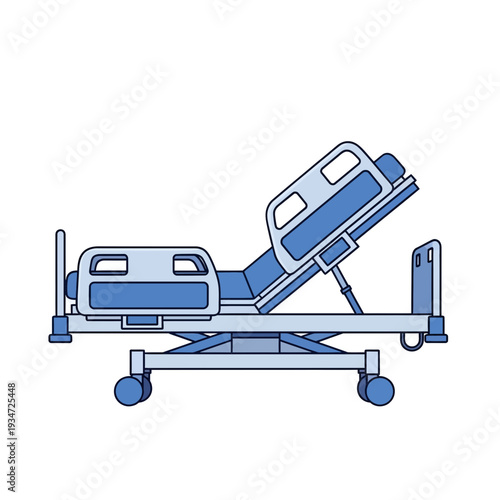 Hospital Bed Illustration: Isolated Graphic Depicting Medical Equipment for Healthcare Environments