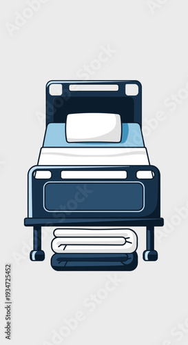 Hospital Bed Illustration Depicting Healthcare, Medical Care, And Patient Comfort In A Clinical