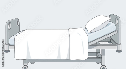 Hospital Bed Illustration Depicting Healthcare, Medical Care, And Patient Recovery Visualization
