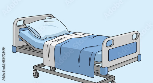 Hospital Bed Illustration Depicting Healthcare, Medical Care, And Patient Recovery