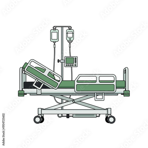 Hospital Bed Illustrative Depiction for Healthcare and Medical Purposes, Modern Treatment Facility
