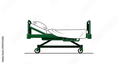 Hospital Bed Illustration Depicting Medical Care and Patient Recovery in Digital Vector Format