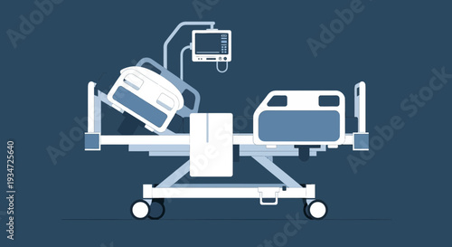 Hospital Bed Illustration Depicting Medical Equipment and Healthcare Services