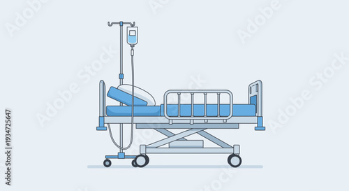 Hospital Bed Illustrative Design Representing Medical Care and Patient Treatment Concept