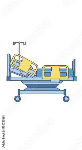 Hospital Bed Illustration Depicting Medical Equipment for Healthcare and Patient Recovery
