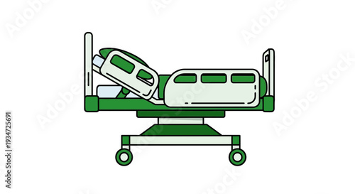 Hospital Bed Illustration Depicting Medical Equipment for Healthcare and Patient Treatment