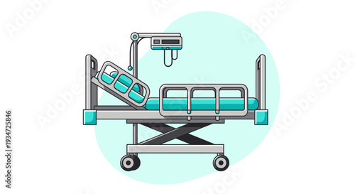 Hospital Bed Illustration Depicting Modern Medical Equipment In The Healthcare Sector