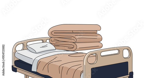 Hospital Bed Illustration Depicting Patient Care, Comfort, And Medical Support