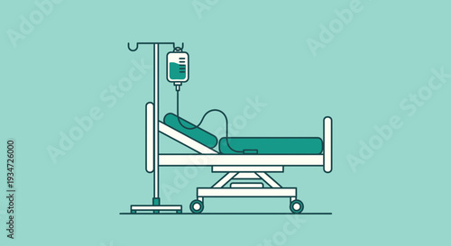 Hospital Bed With Intravenous Drip Against A Pastel Background Illustrative Medical Design
