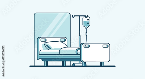 Hospital Bed With Intravenous Drip Depicting Modern Healthcare and Treatment Procedures