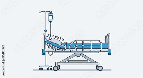 Hospital Bed With Intravenous Drip Depicting Modern Healthcare and Treatment