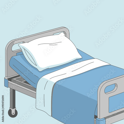 Hospital Bed Illustration: Healthcare Imagery Depicting Rest, Recovery, Medical Treatment, and