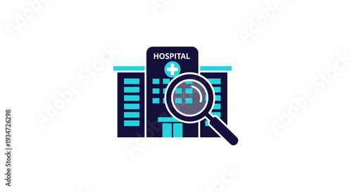 Hospital Building Under Examination, Medical Care and Health Investigation Concept for Illustration