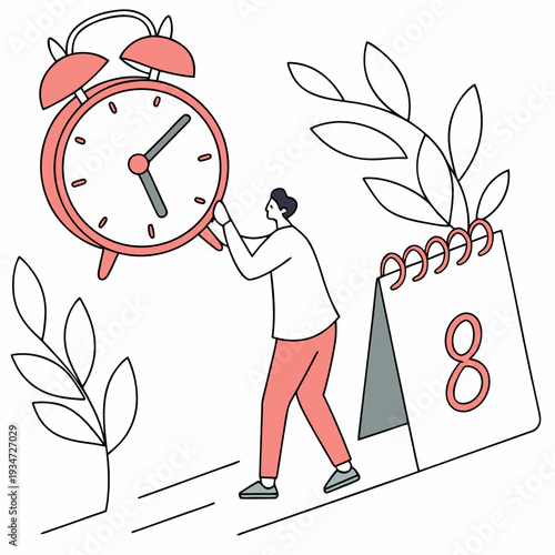 A vibrant illustration announces the start of daylight saving time in 2026 featuring a clock flowers and a calendar high-quality professional detailed modern elegant stylish