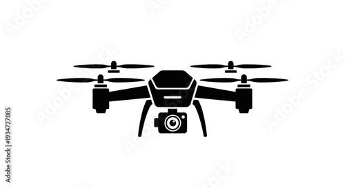 Drone with camera attached underneath flying.