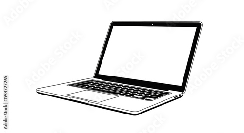 Laptop computer with open screen.
