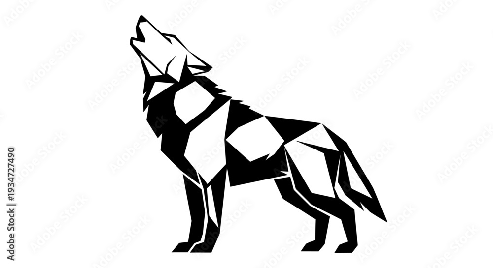 Obraz premium Geometric wolf howling at night.