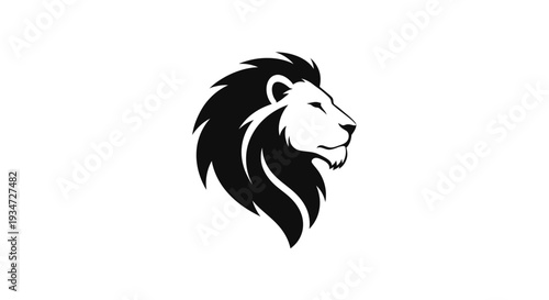 Lion head profile black silhouette.