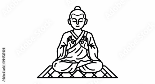 Meditating Monk Outline Icon