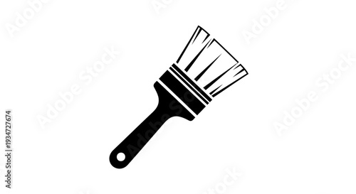 Paint Brush with Handle and Bristles.