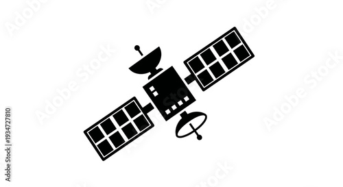 Satellite in space with solar panels.