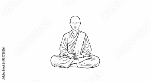 Monk Meditating in Lotus Pose