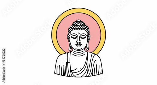 Serene Buddha Icon with Halo