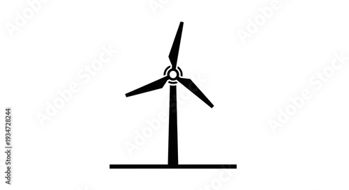 Wind turbine silhouette renewable energy icon.
