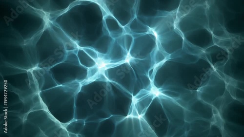 Abstract blue underwater light caustics pattern, sun rays shimmering through the water's surface