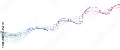 Flowing Dot Wave halftone gradient pattern on transparent background
