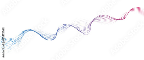 Flowing Dot Wave halftone gradient pattern on transparent background
