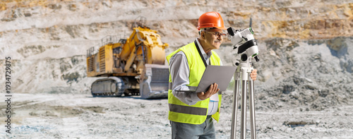 Canvastavla Geodetic surveyor measuring with a positioning station