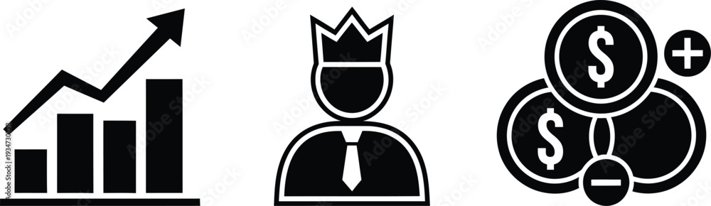 Fototapeta premium Business growth and financial success icons on white background