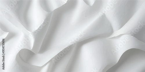 Elegant white silk and satin fabric background featuring a soft smooth rippled texture with luxury shiny waves and elegant drapery curves for wedding fashion decoration