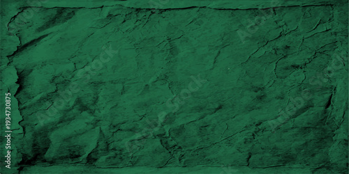 A dark vintage green grunge texture with an aged rough pattern on a dirty paper surface creates a weathered antique backdrop for artistic design