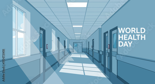 Hospital Corridor Illustration Promoting World Health Day Celebration And Awareness