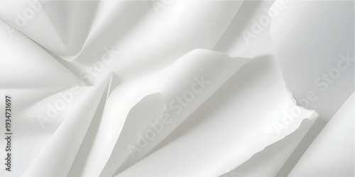 A luxurious white silk and satin fabric background featuring soft wavy curves and a smooth flowing textile texture ideal for a cream wedding decoration backdrop or elegant material wallpaper design