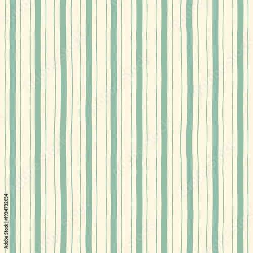 Modern organic stripe repeat. Sketch irregular hand drawn lines. Seamless vertical striped pattern. Muted sage green thin line texture. Ideal for textile, wallpaper, wrapping paper, scrapbook