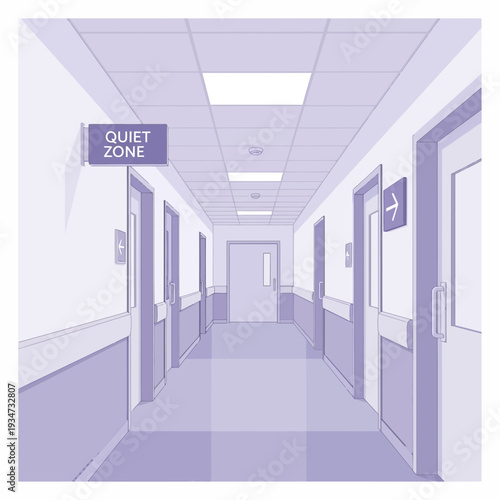 Hospital Corridor Perspective Depicting Tranquility And Order In A Modern Medical Facility