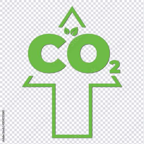 Carbon dioxide emission green reduction sign and symbol