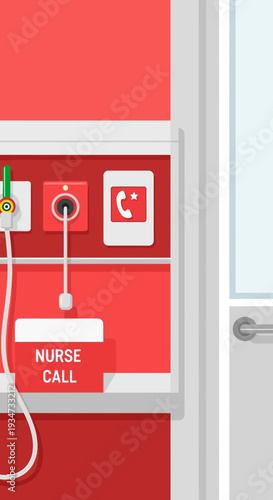 Hospital Emergency Communication Panel: Red Tone Interior, Nurse Call System, Modern Design