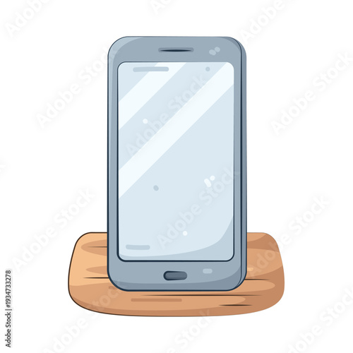 Illustration of Smartphone on Wooden Table