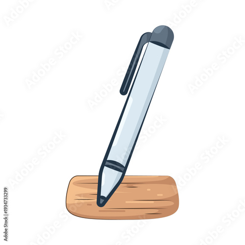 Illustration of Pen in Wooden Table