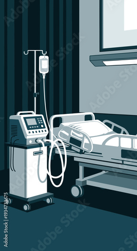 Hospital Interior Depicting Modern Medical Equipment In A Sterile, Isolated Environment