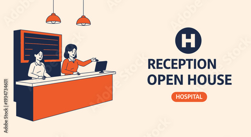 Hospital Reception Desk Illustration: A Welcoming Scene of Modern Healthcare Design