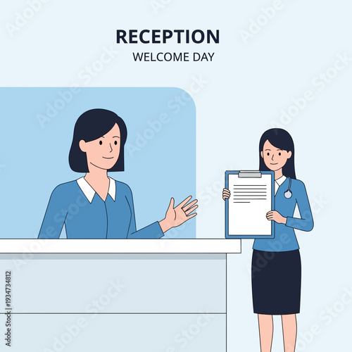 Hospital Receptionist Welcomes Patients, Offering Assistance and Information Services