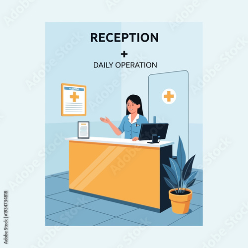 Hospital Receptionist Welcoming Patients And Managing Daily Operations Efficiently